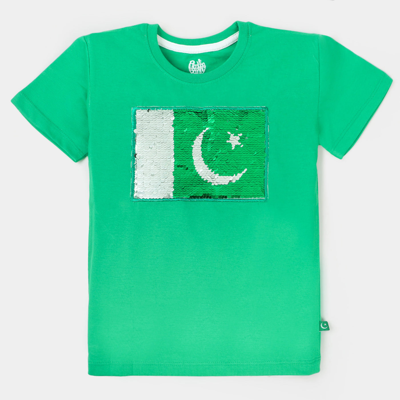 Unisex T-Shirt H/S Applique Flag -Fern Green