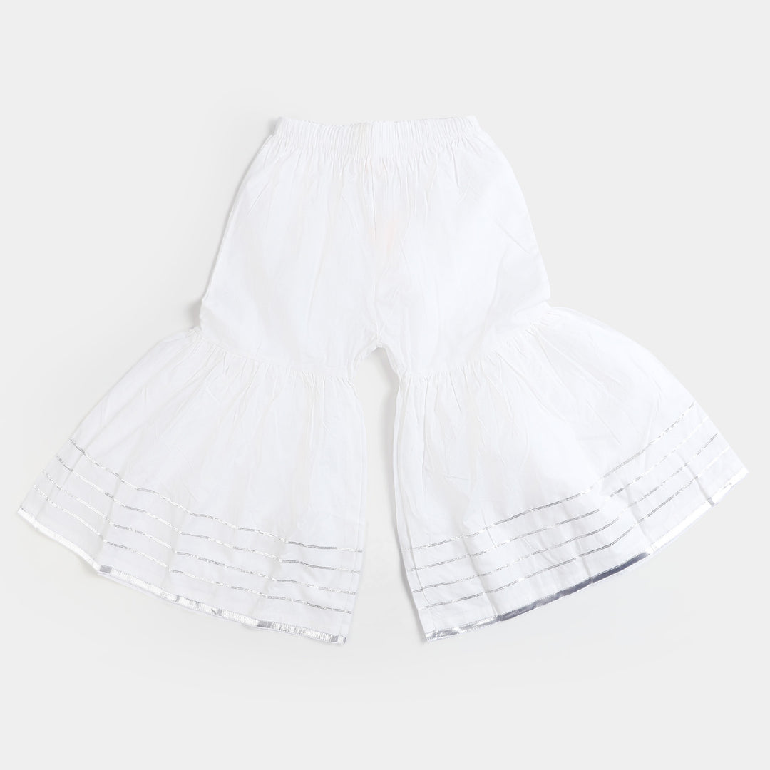 Teens Girls Cotton Gharara - White