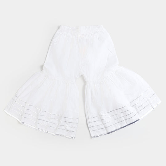 Teens Girls Cotton Gharara - White