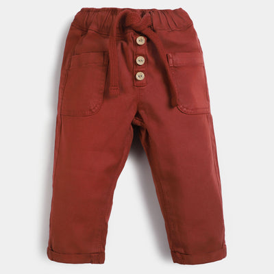 Infant Boys Pant Cotton 2Pockets-Rust