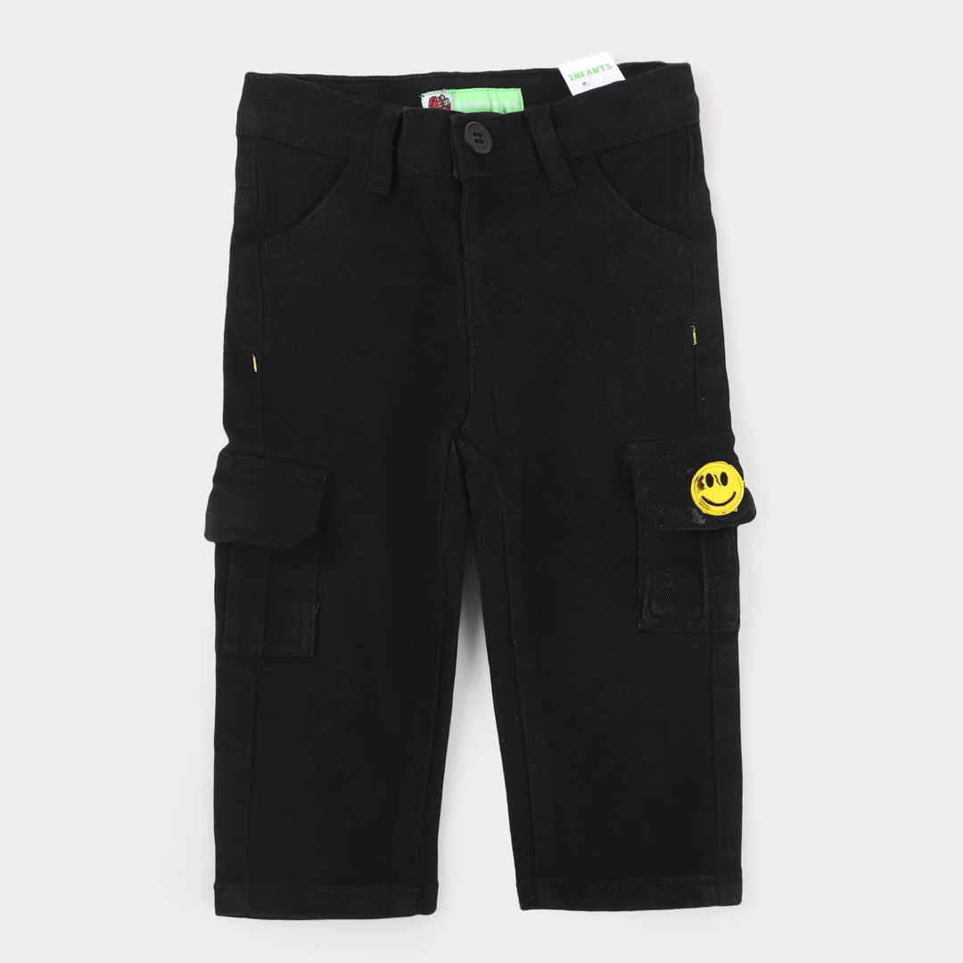 Infant Boys Pant Cotton Smiley-BLACK