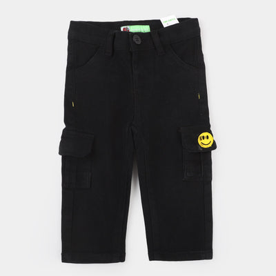 Infant Boys Pant Cotton Smiley-BLACK