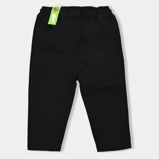 Infant Girls Pant Cotton Side Tape-BLACK