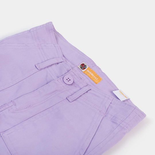 Girls Pant Cotton Slit Bottom-Lilac