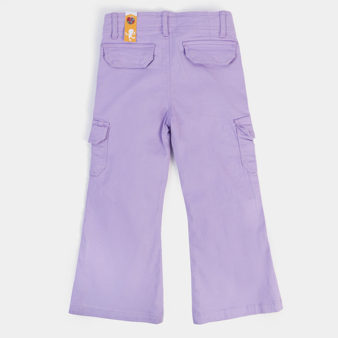 Girls Pant Cotton Slit Bottom-Lilac