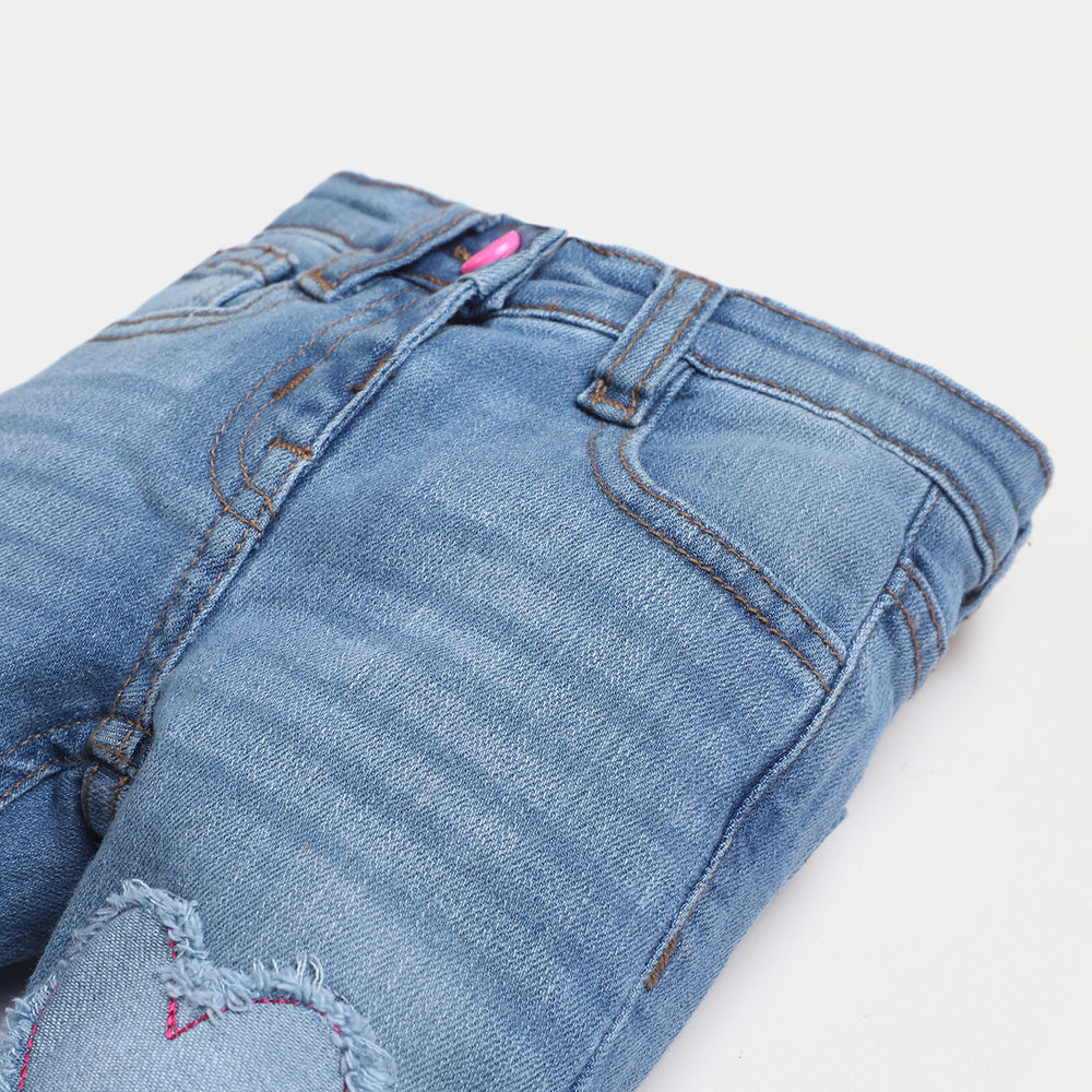 Infant Girls Denim Pant Love-Ice Blue