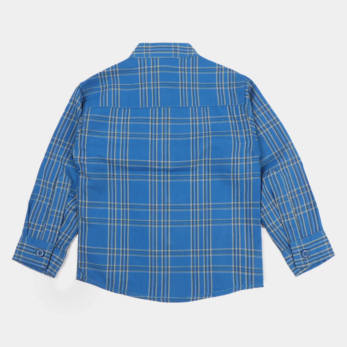 Infant Boys Yarn Dyed Shirt Lets Ride - L-BLUE
