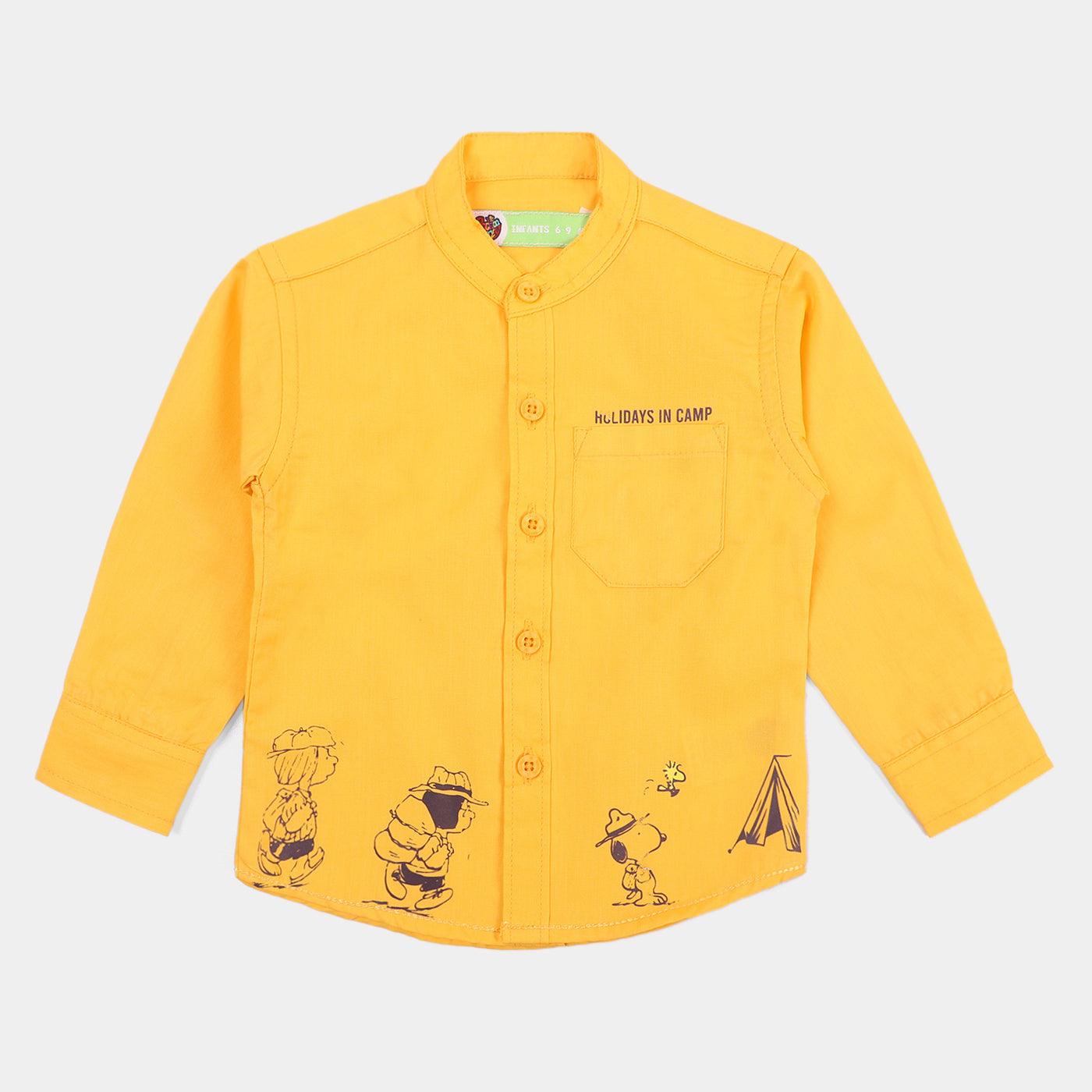 Infant Boys Yarn Dyed Shirt Holiday In Camp - Yellow