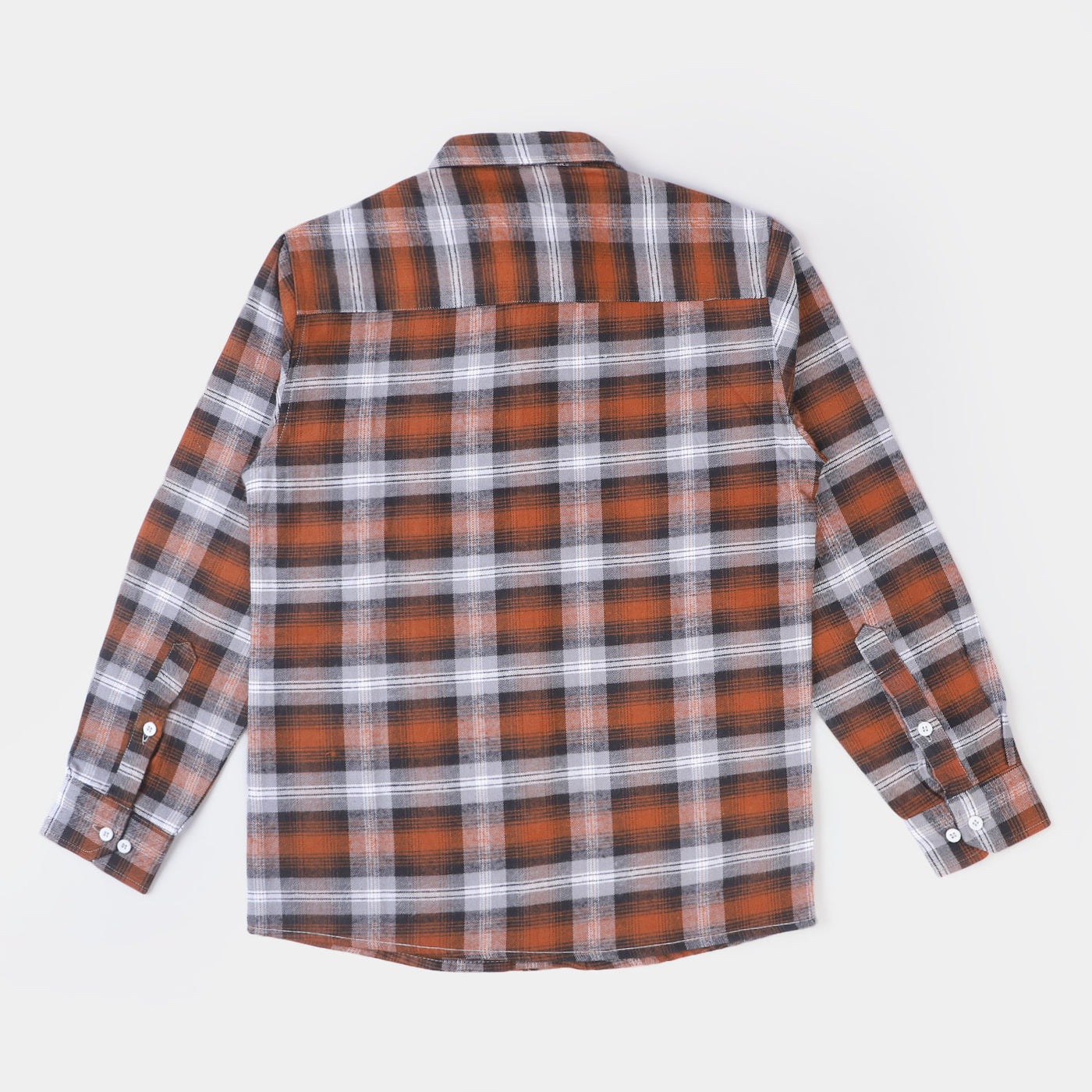Boys Casual Shirt Basic Basic Flannel-BROWN