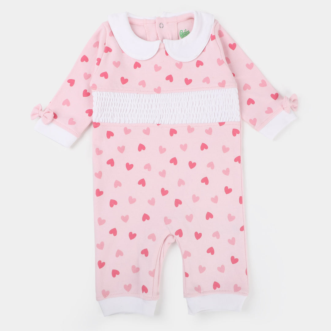 Infant Girls Knitted Romper Heart-Icy Pink