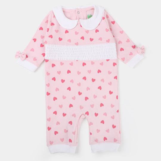 Infant Girls Knitted Romper Heart-Icy Pink