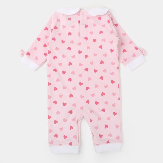 Infant Girls Knitted Romper Heart-Icy Pink