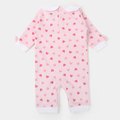 Infant Girls Knitted Romper Heart-Icy Pink