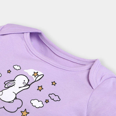 Infant Girls Cotton Romper Happy Rabbit - Purple