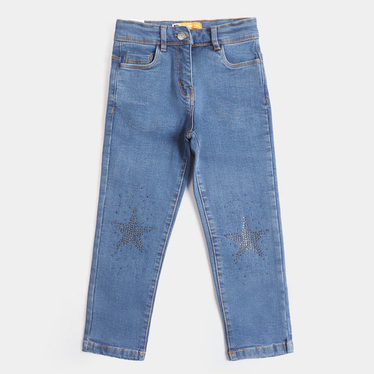 Girls Pant Denim Star-Mid Blue