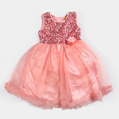 Girls Fancy Frock Pretty Girls-Peach