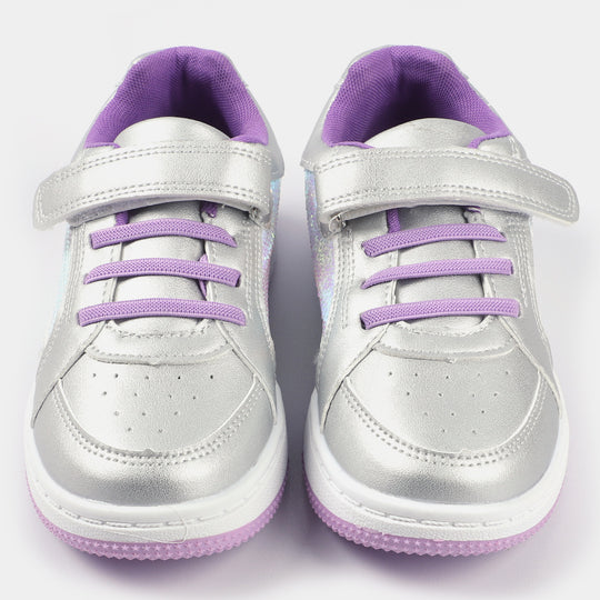 Girls Sneakers B528-1-SILVER