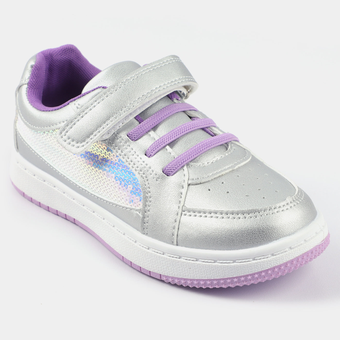 Girls Sneakers B528-1-SILVER