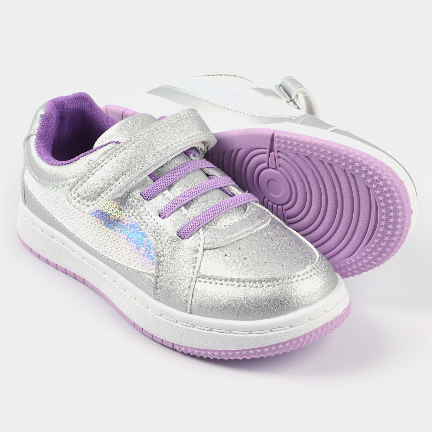 Girls Sneakers B528-1-SILVER