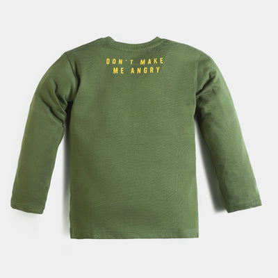 Boys Cotton T-Shirt F/S Character -Olive