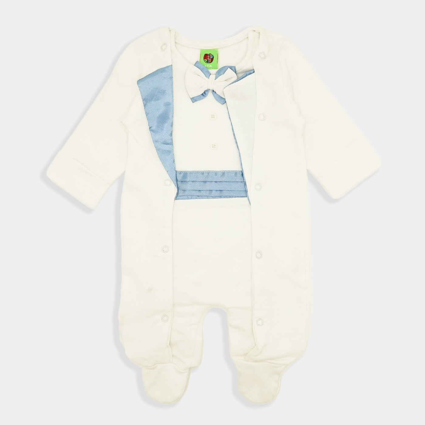 Infant Boys Knitted Romper Formal Satin-White