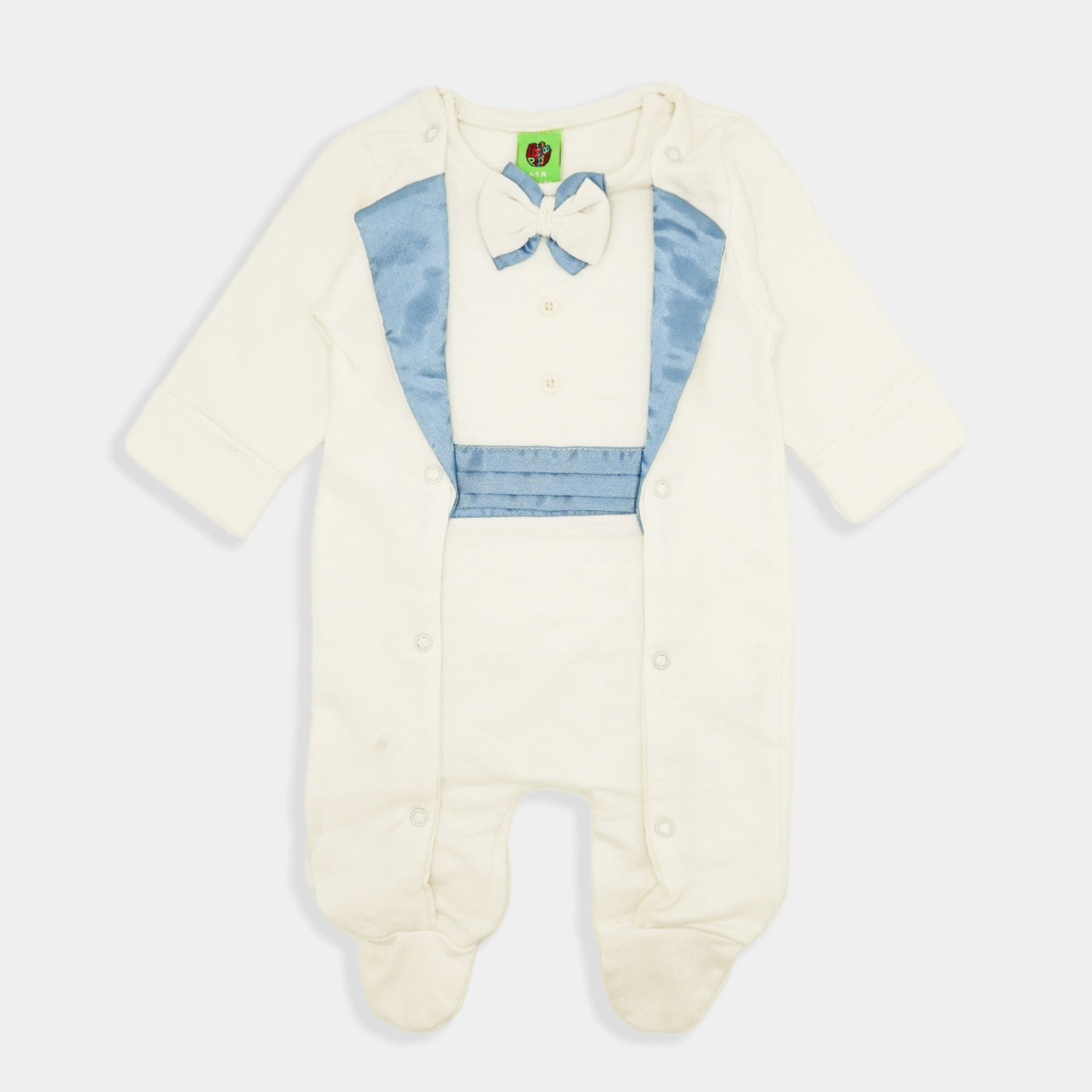 Infant Boys Knitted Romper Formal Satin-White