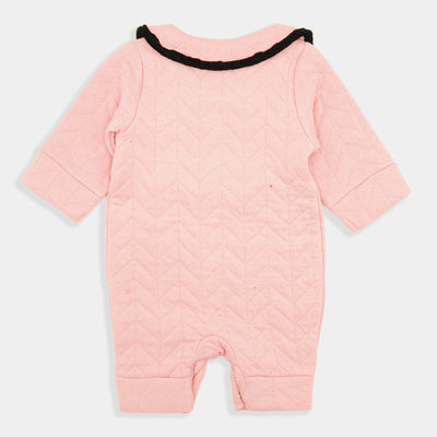 Infant Girls Knitted Romper Quilted Bow-C.Pink