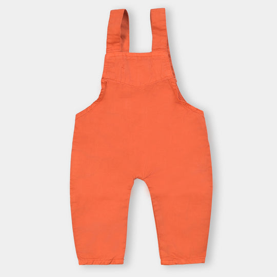 Infant Boys Cotton Dungaree Pocket - Rust