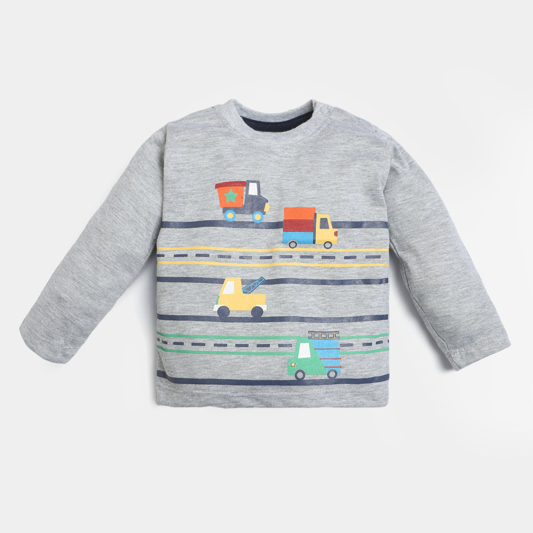 Infant Boys Round Neck T-Shirt Cars-H.Grey