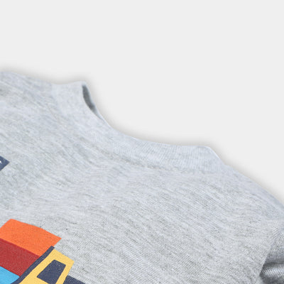 Infant Boys Round Neck T-Shirt Cars-H.Grey