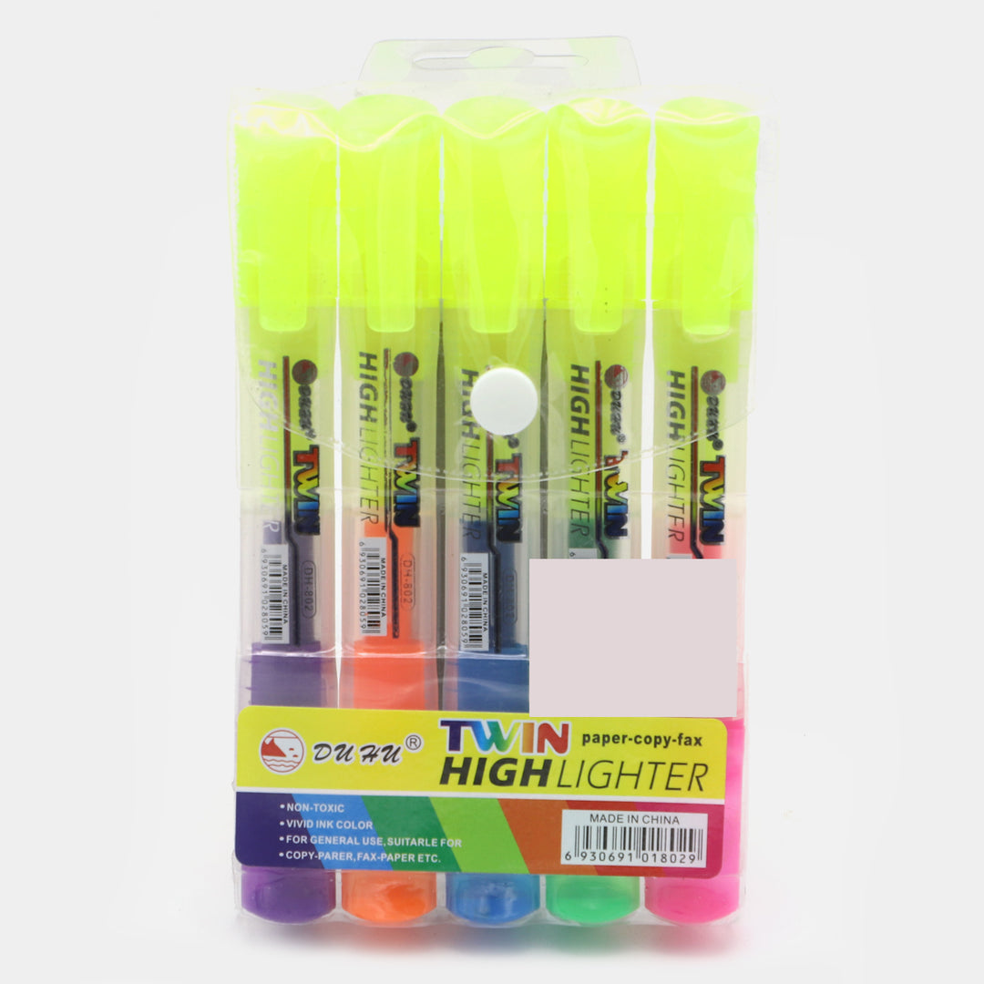 Highlighter Pen with Two Head Two Color | 5PCs