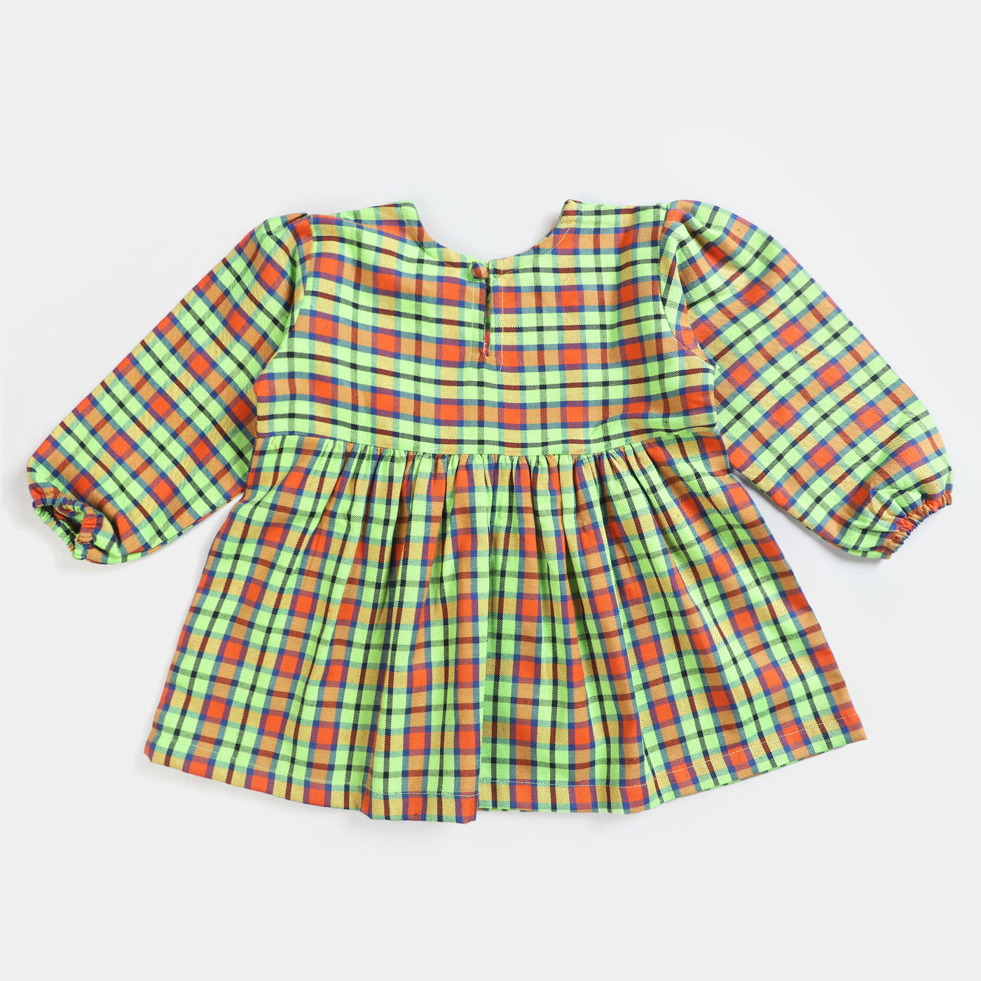 Girls Yarn Dyed EMB Top Flower Yard-Red Check