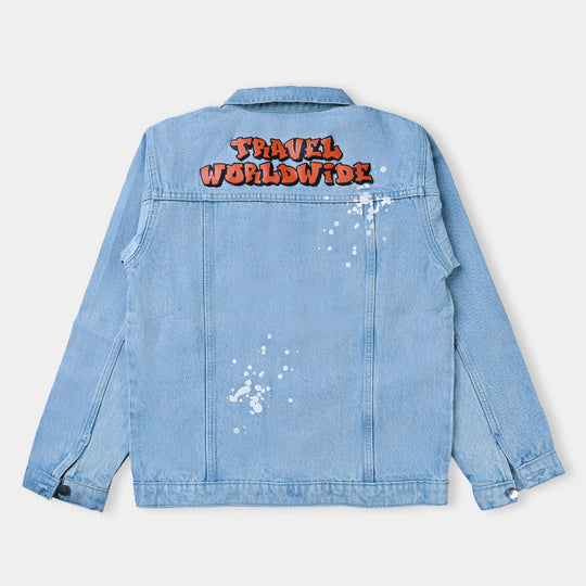 Teens Boys Denim Jacket World Wide-Ice Blue