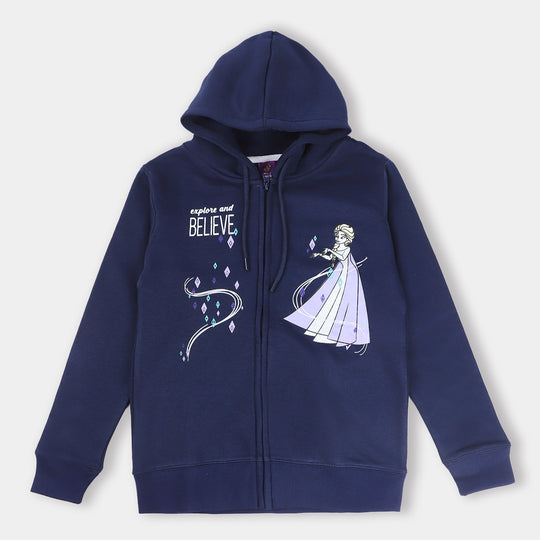 Girls Fleece Knitted Jacket Character -NAVY