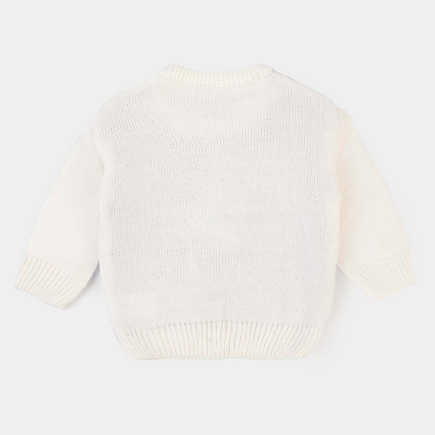 Infant Girls Acrylic Full Sleeves Sweater -Off-White