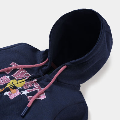 Infant Girls Fleece Knitted Jacket -NAVY