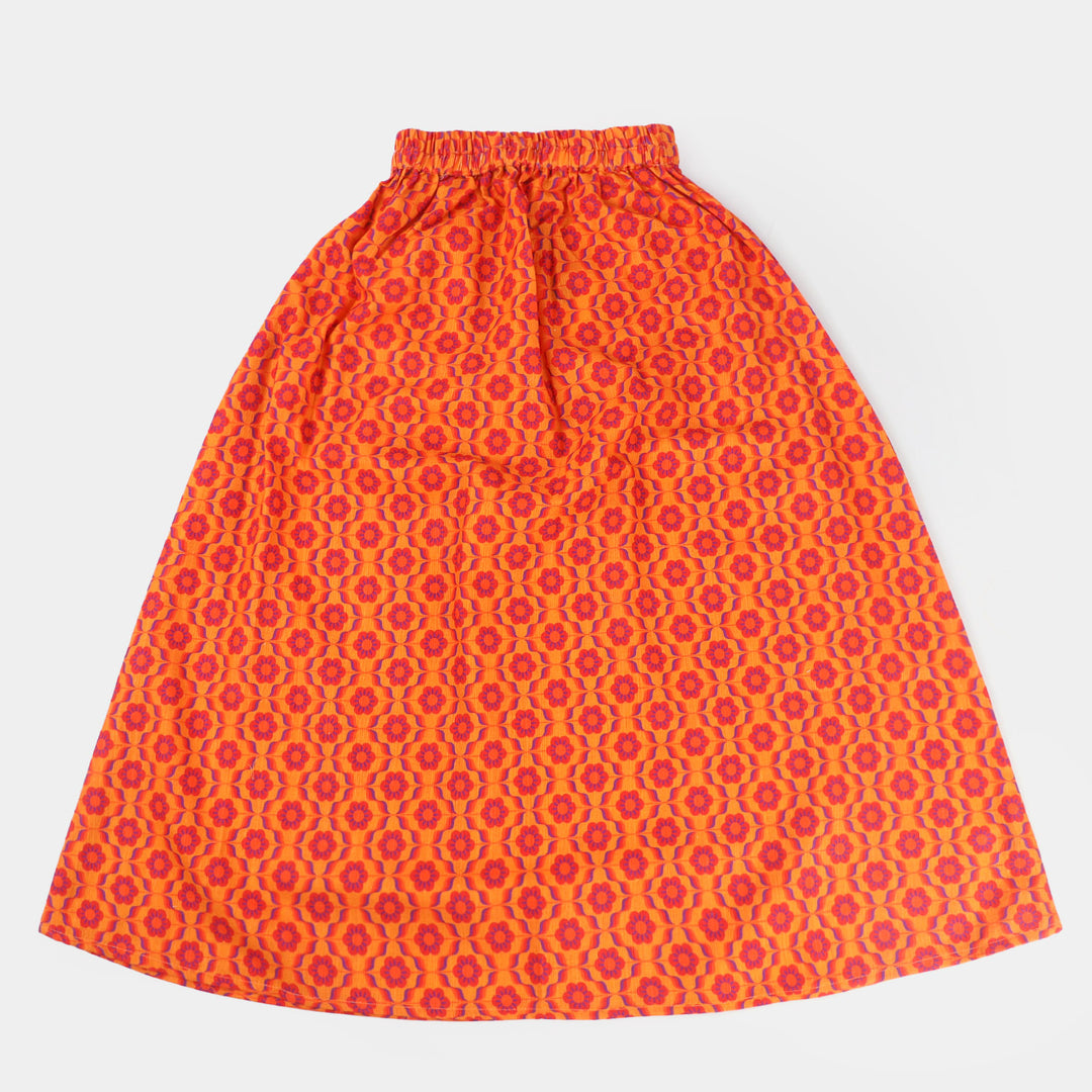 Girls Cotton Long Skirt 9001-Orange