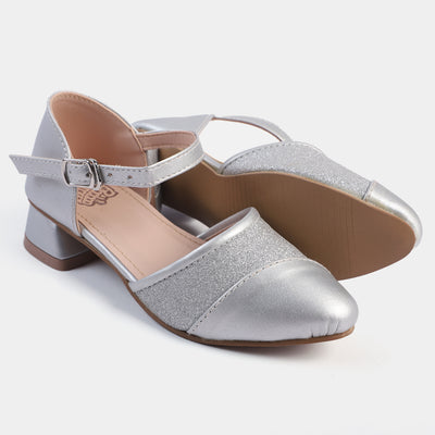 Girls Pumps Heels 456-45-SILVER