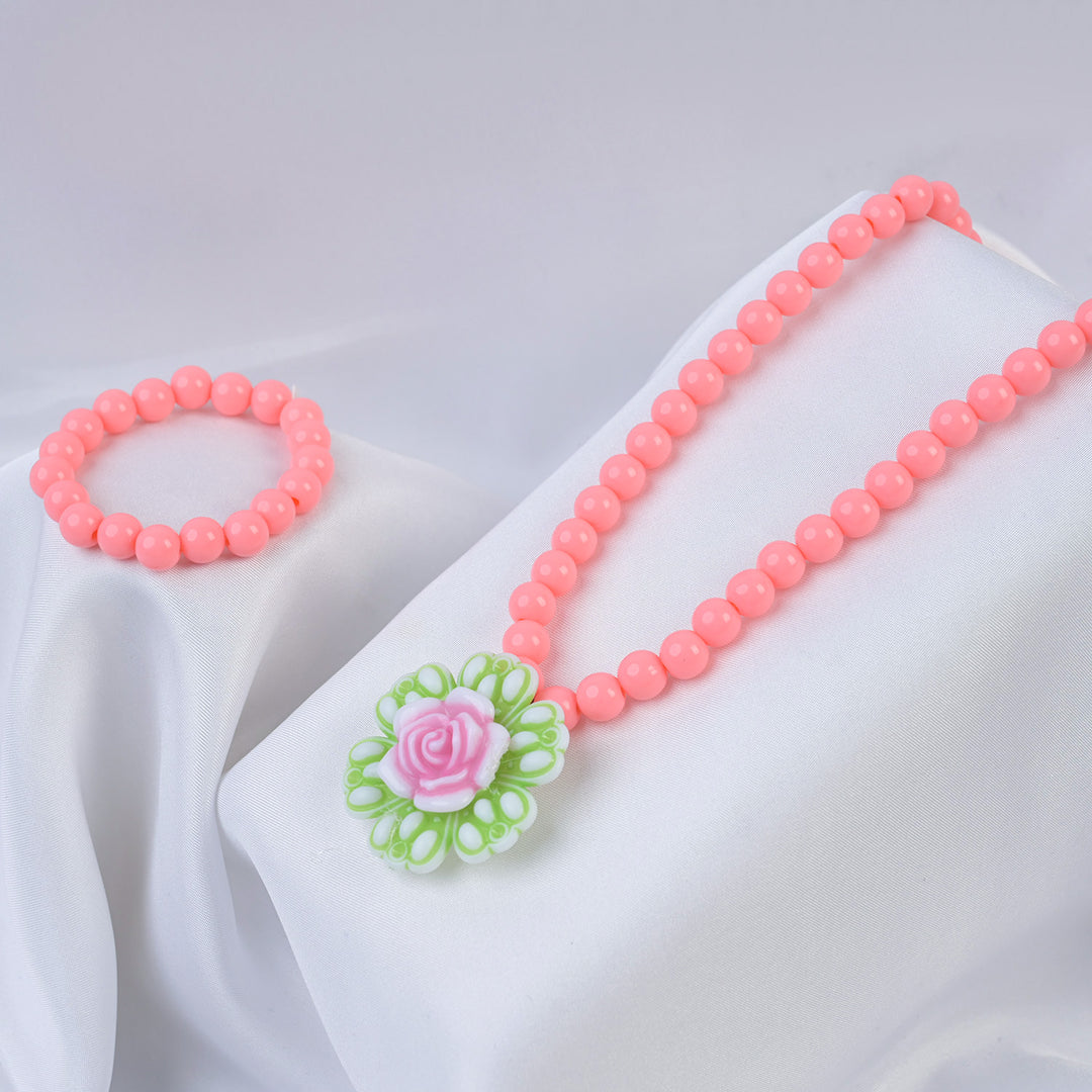 Elegant Beaded Necklace/Mala & Bracelet For Girls