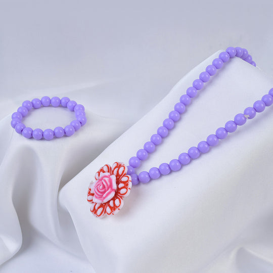 Elegant Beaded Necklace/Mala & Bracelet For Girls