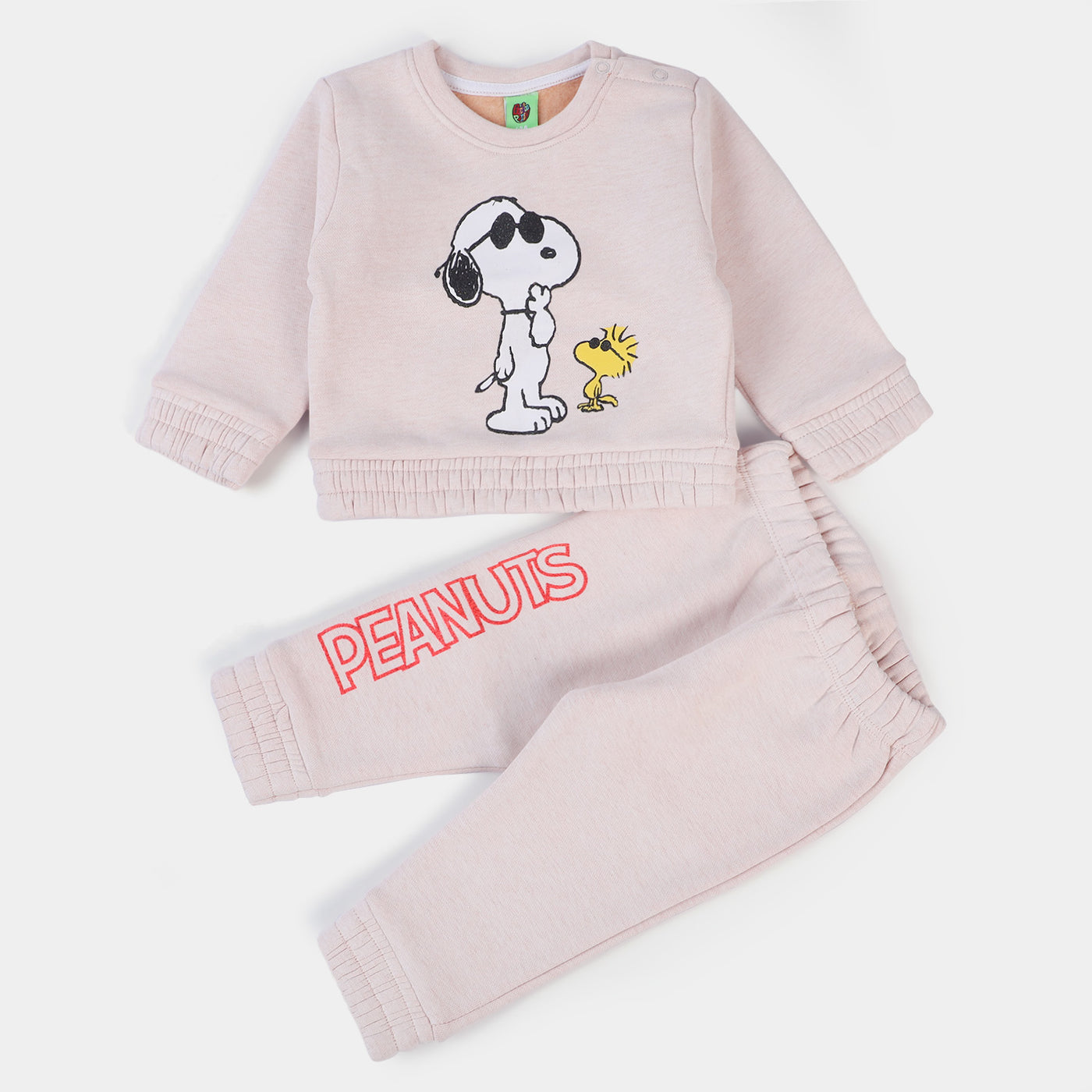 Infant Girls Fleece Knitted 2PC Suit Peanuts- Light Pink
