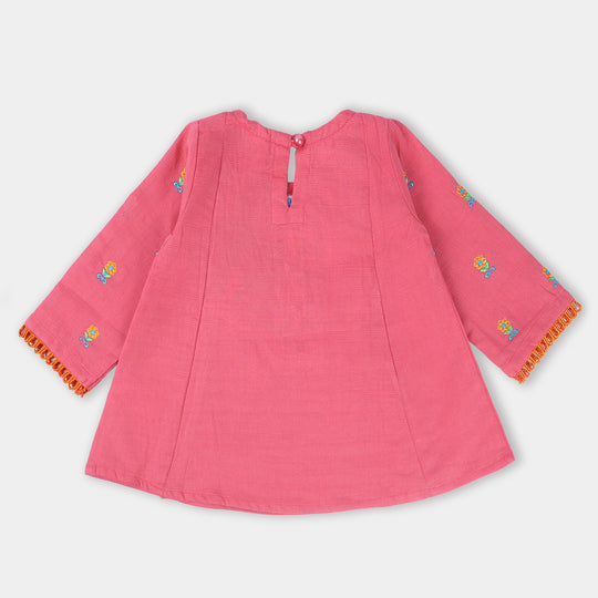 Infant Girls khaddar EMB kurti Gulistaan- Pink