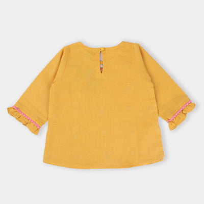 Infant Girls khaddar Embroidered Kurti Little -Yellow