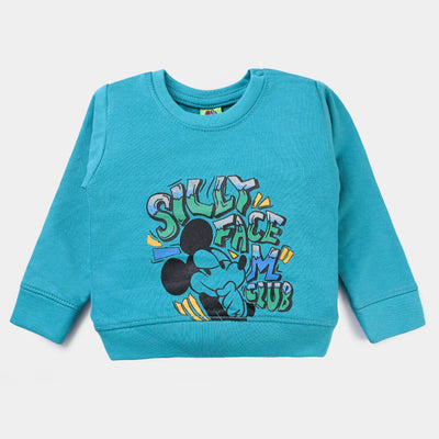 Infant Boys Fleece Sweatshirt Silly Face-C. Breeze