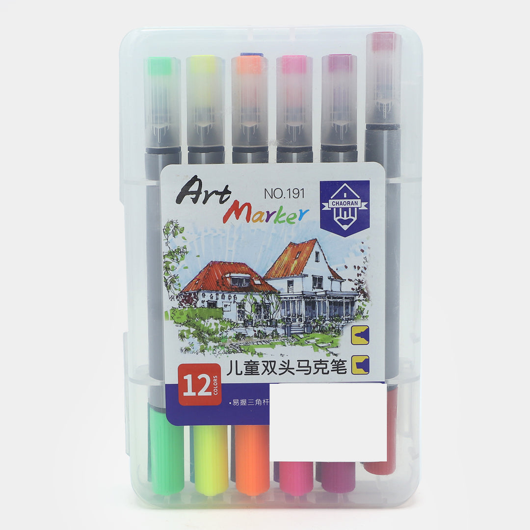 Two Color Side Marker 12 Pcs Double Side Art Marker Colours Price in Pakistan | Bachaa Party