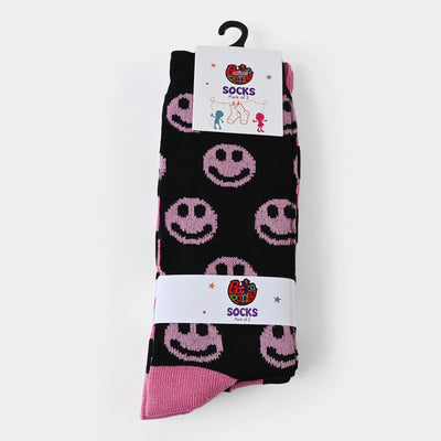 Girls Socks Pack of 2 Smiley | Pink/Black