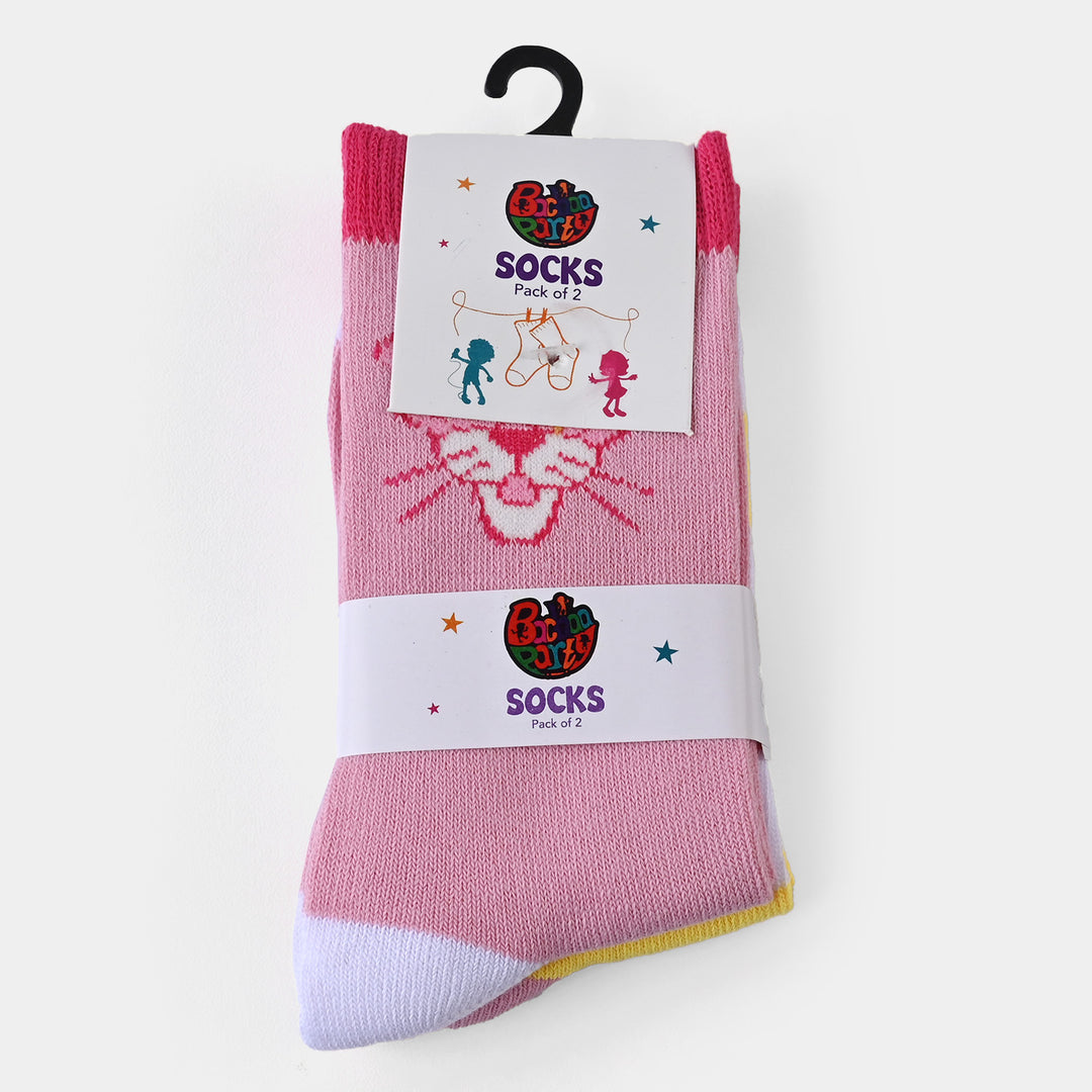 Girls Socks Pack of 2 Pink Character