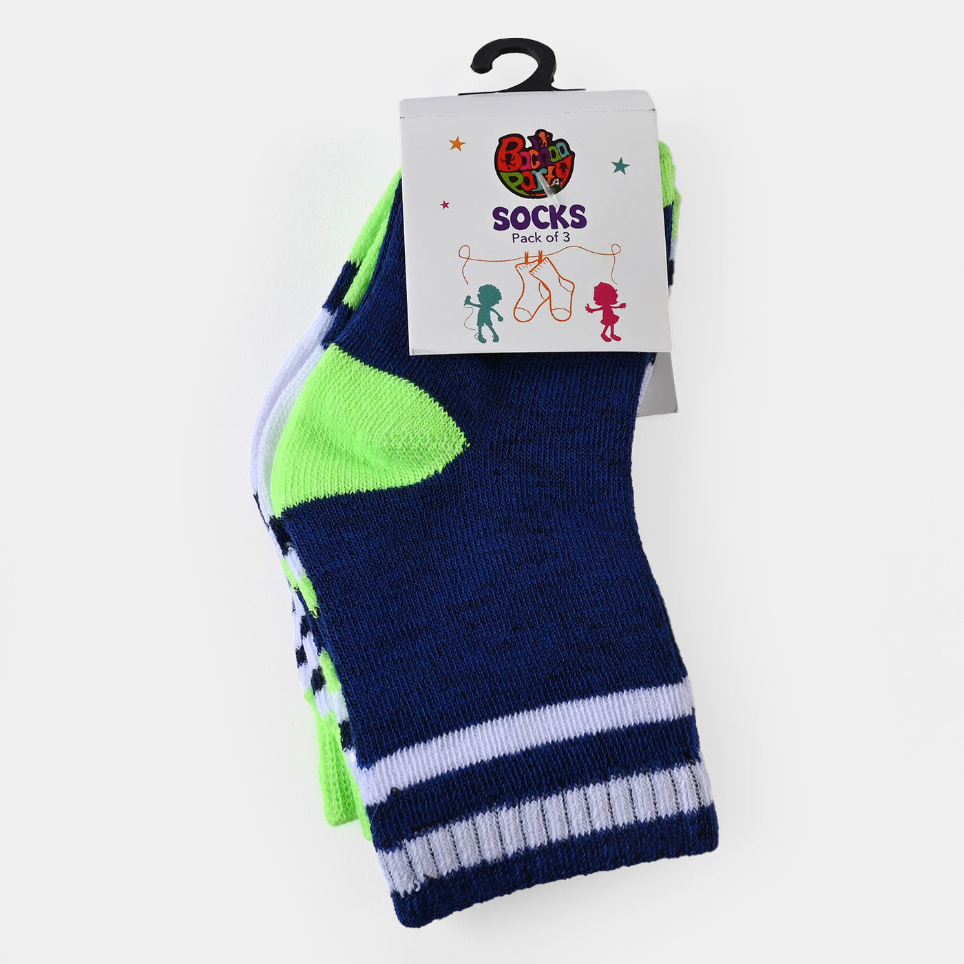 Infant Boys Socks Pack of 3 Striper | Green/Blue