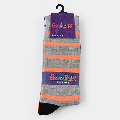 Boys Socks Pack of 2 Striper | Black/Grey