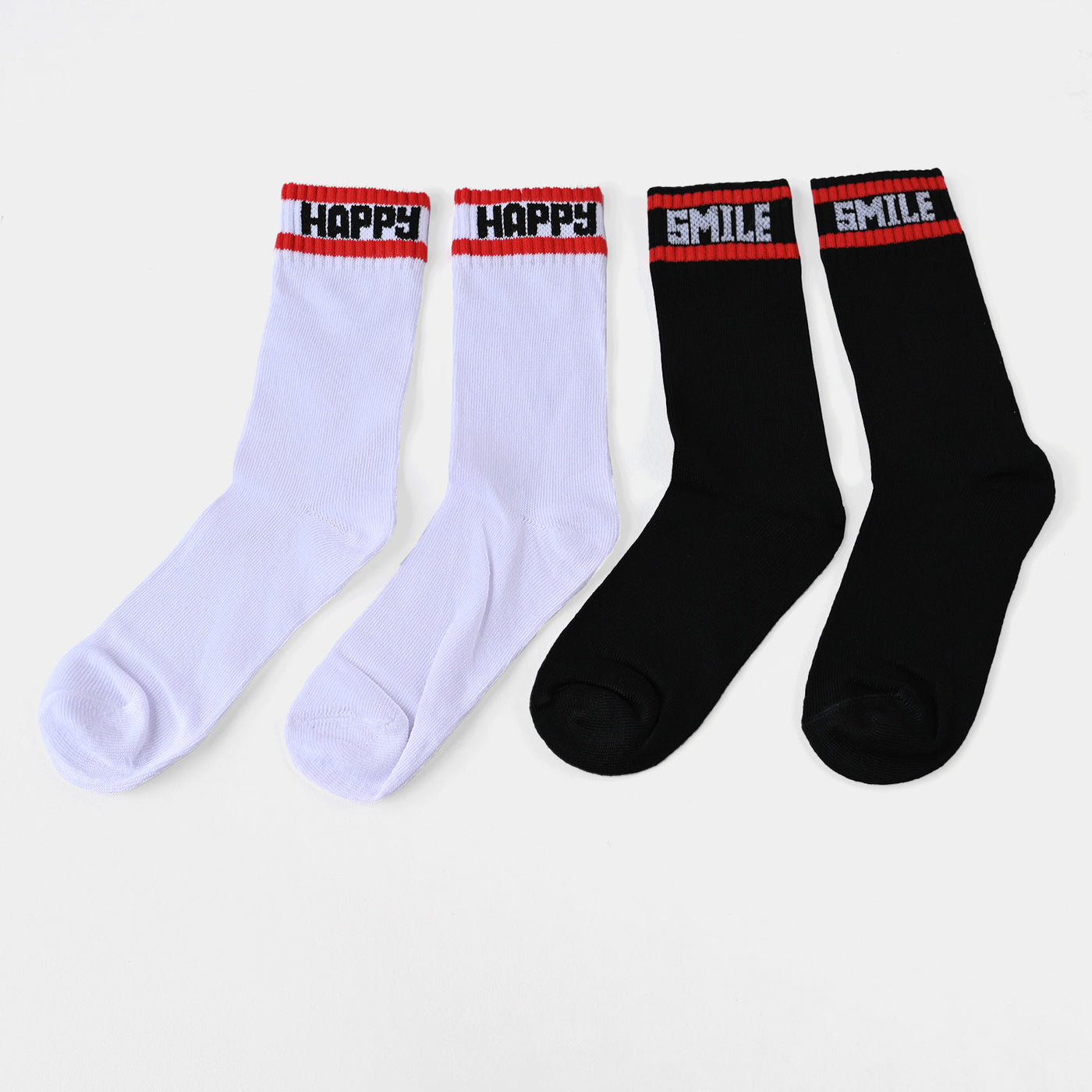 Kids Socks Pack of 2 Smile Happy | White/Black